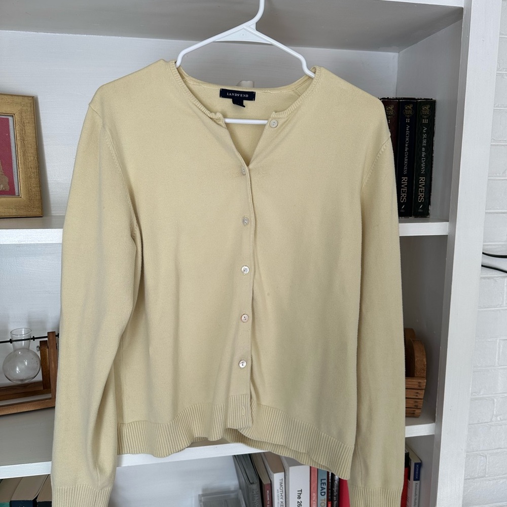 Lands' End Light Yellow Women's Cardigan